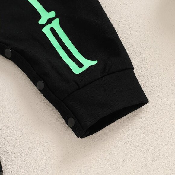 Baby Boys Girls Bat Glow in the Dark Skeleton Halloween Romper Jumpsuit Costume - Picture 5 of 7